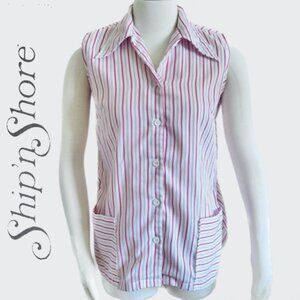 1960's Vintage Ship'n Shore Sleeveless Button Down Top (14) Excellent Condition
